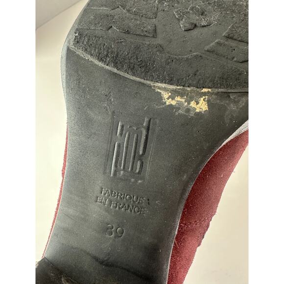 Sundance Suede Ankle Boots Size 39 US 8.5 - 9 Block Heel Burgundy Red Booties - Picture 13 of 16